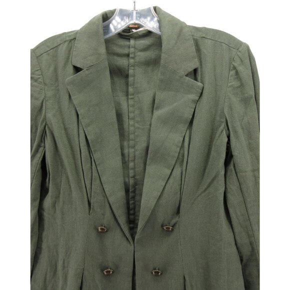 Free People Blazer XS Linen Blend Jacket Double Breasted Military - Picture 2 of 11